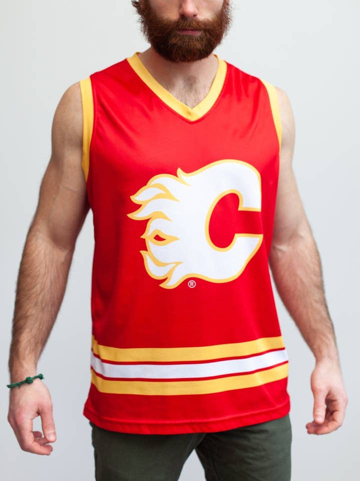 Carro da hockey alternativo Calgary Flames per la vendita all'ingrosso da parte di Bench Clearers