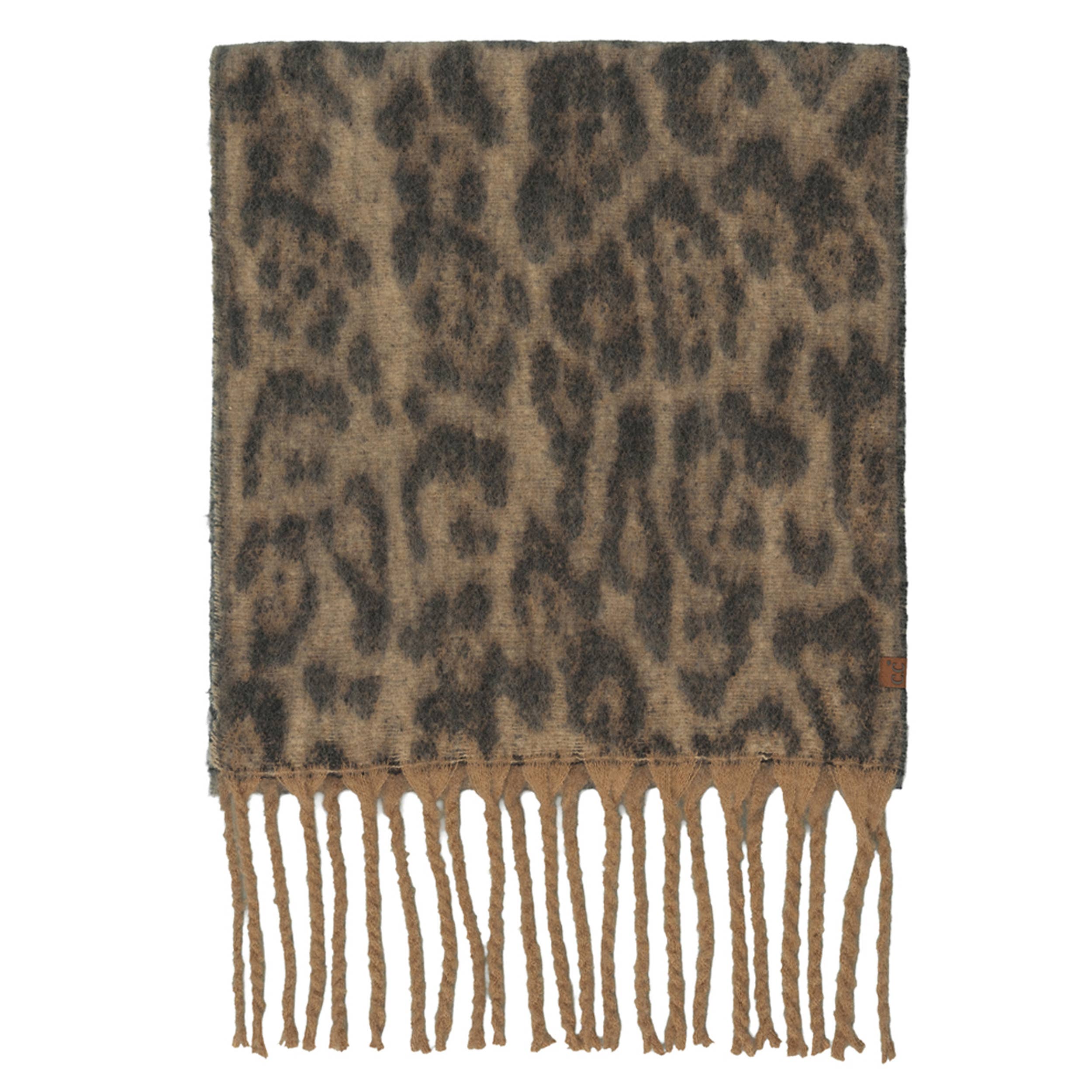 Hana - Wholesale Scarf - Women's - C.C Woven Leopard Pattern Print with Fringe Scarf0