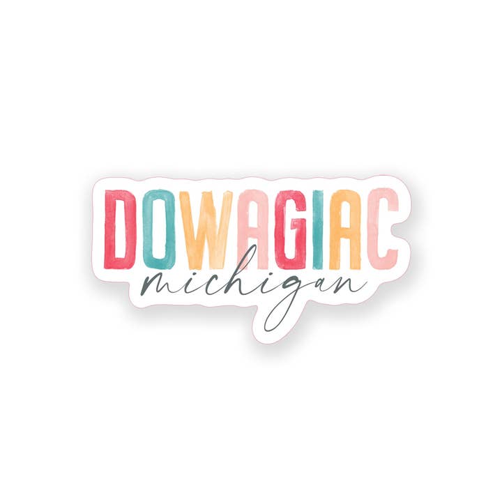 Vinyl Sticker-Watercolor City Dowagiac Michigan for wholesale by Love Local