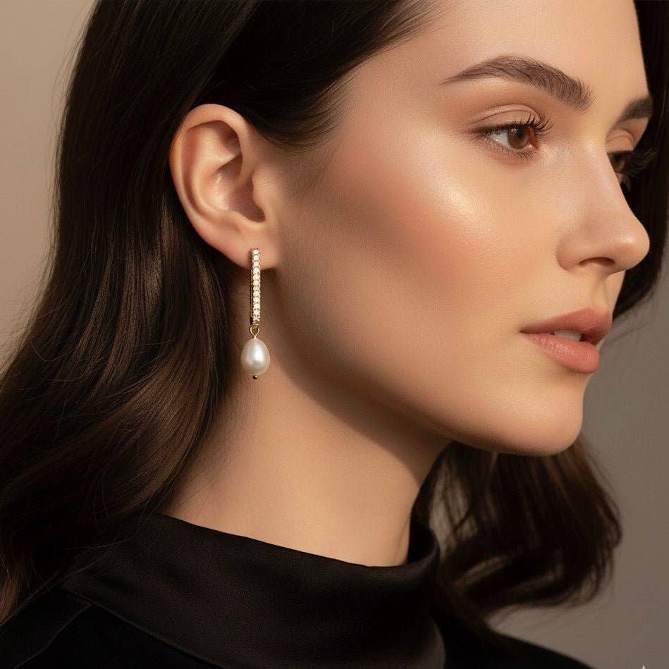 OE! - Venta al por mayor Pendientes colgantes - ZIRCONIA&PERLA - Pendientes de aro rectangulares0