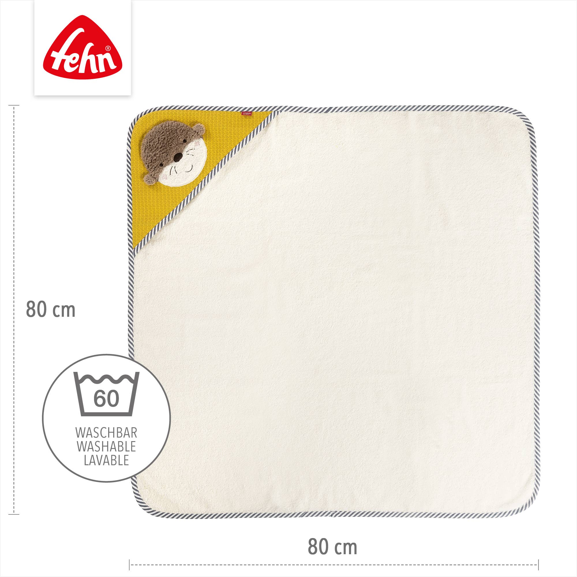 Fehn – Toalha com capuz - Crianças e bebés por atacado – Toalha de banho com capuz de lontra – poncho absorvente de algodão felpudo3