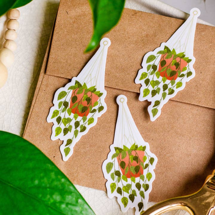 Hanging Plant Sticker for wholesale by The Print Pantry