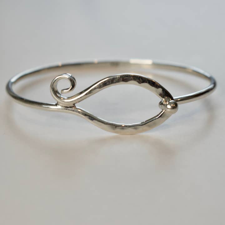 Krystyna's Silver - Wholesale Bangle Bracelet - Sterling Silver Hand Hammered Fish Bracelet