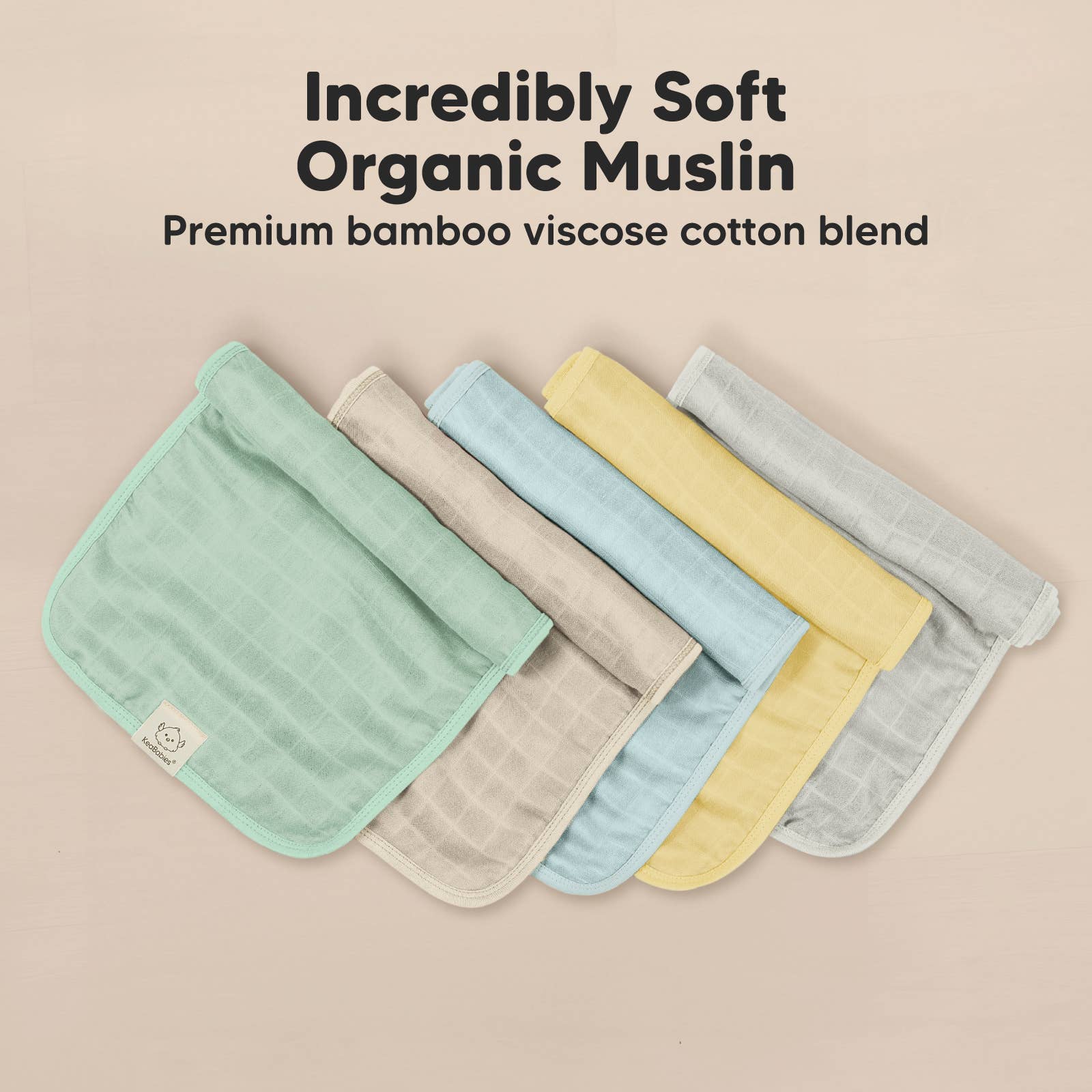 Mirage KeaBabies 5pk Lumi Muslin Burp Cloths for Baby Boys, Girls for wholesale on Faire3