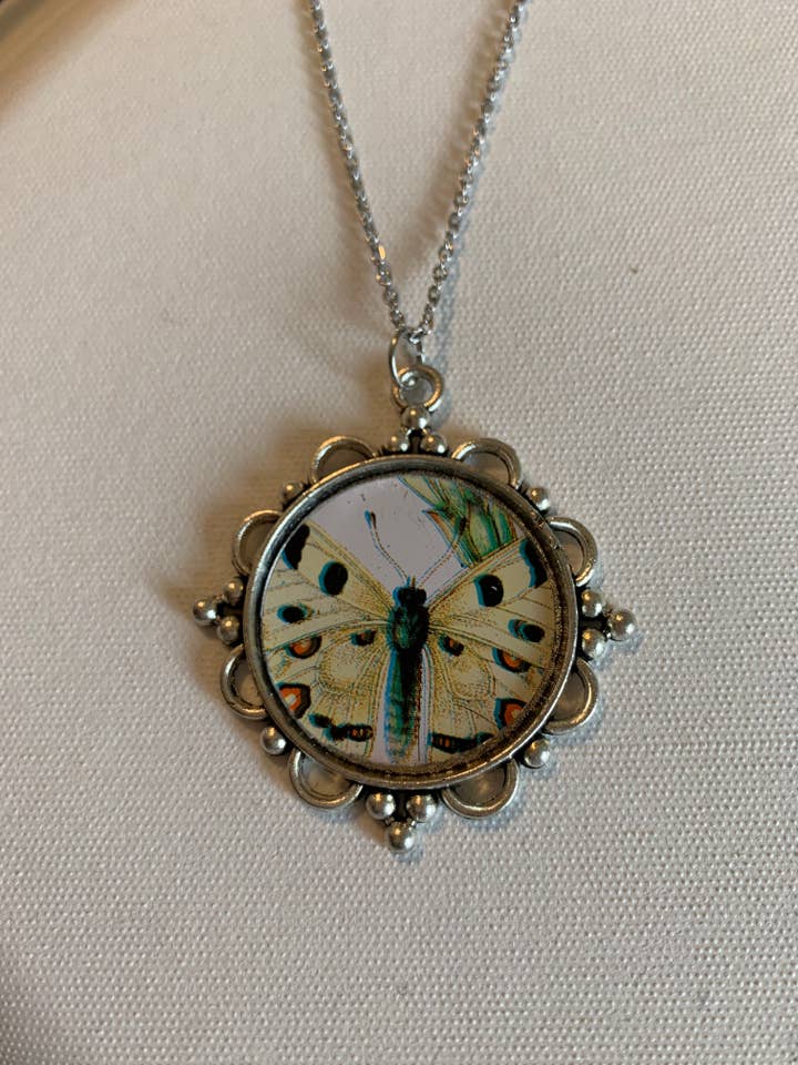 Butterfly Tin Necklace for wholesale by Fancy Fig Creations