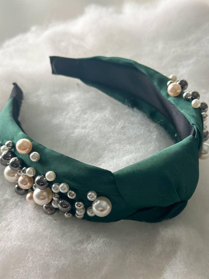 Piper Pearl Knot Headband "Green" for wholesale by Harris Girls & Co.