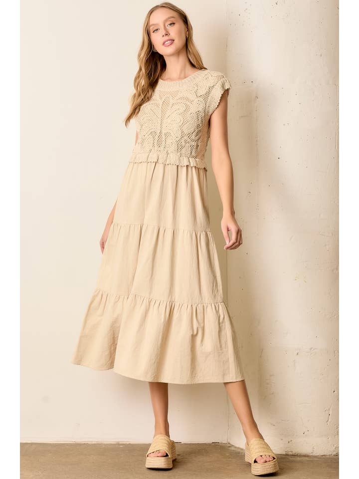CREAM WOVEN SWEATER MAXI DRESS for wholesale on Faire