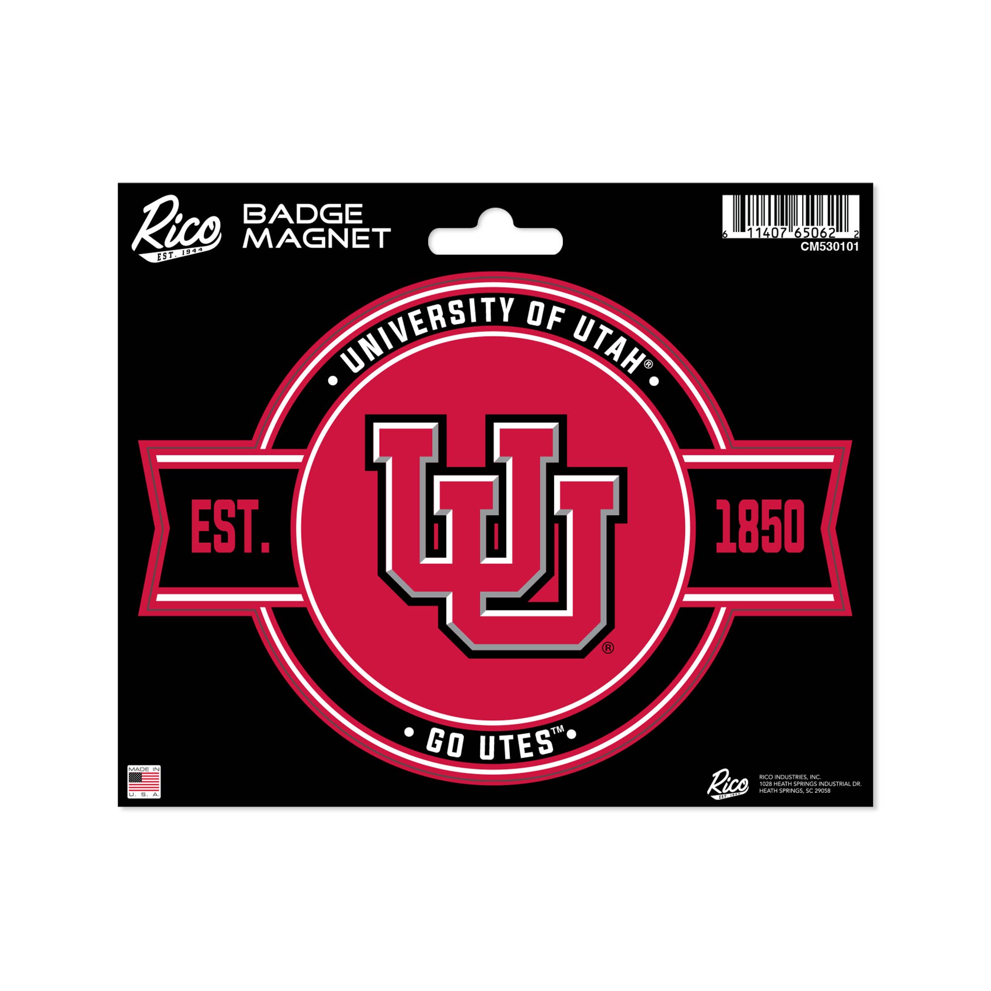 Rico Industries - Wholesale Magnet - NCAA  Utah Utes Standard Badge Magnet0