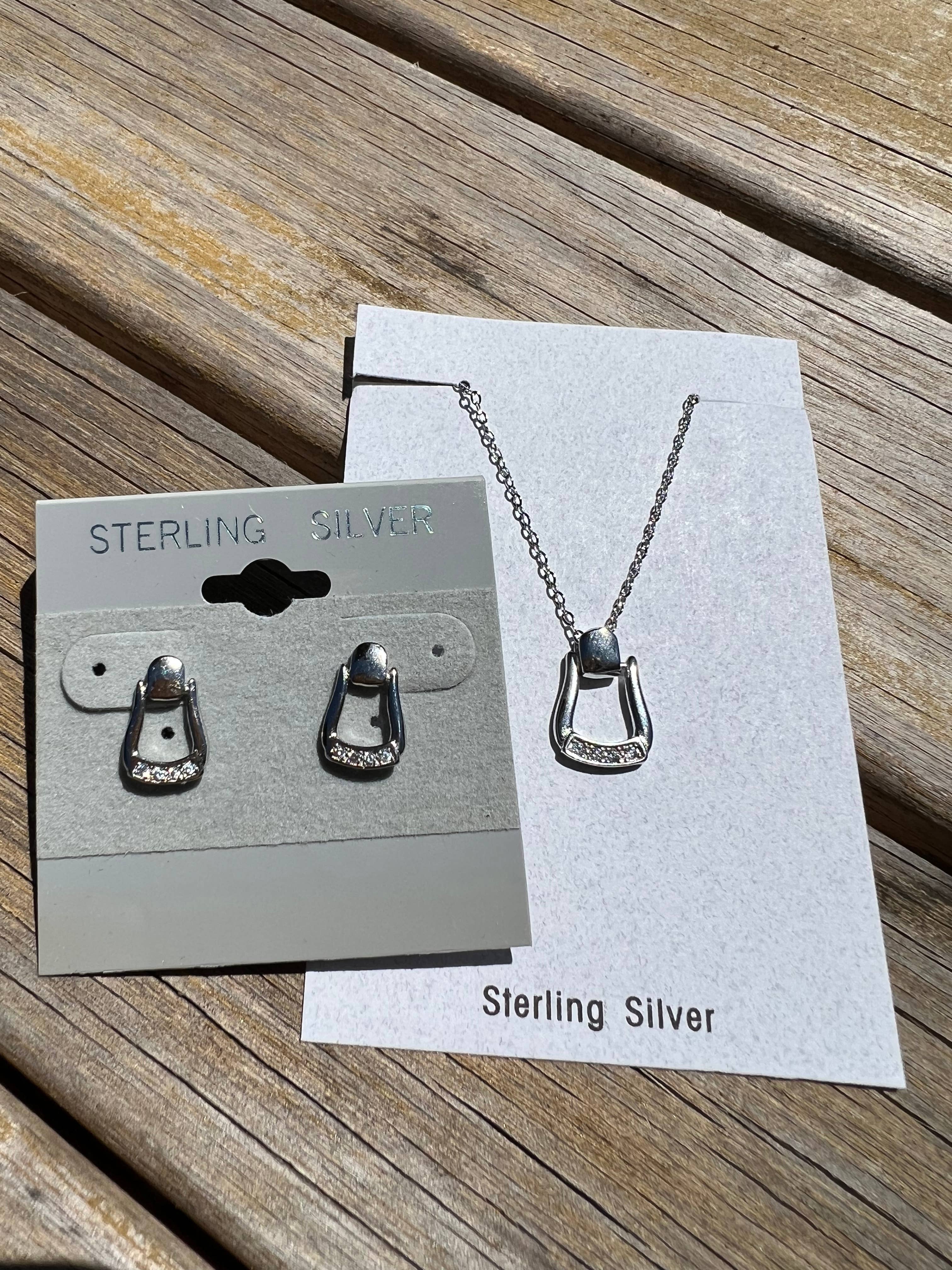 Westrian International - Wholesale Dangle Earrings - Sterling Silver Saddle Stirrup Earrings CZ Accents2