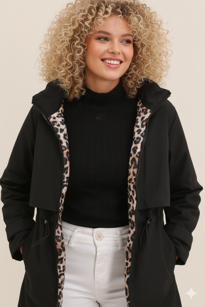 Attrait Paris - Wholesale Raincoat - Women's - Long and elegant raincoat with leopard lining - plus sizes2