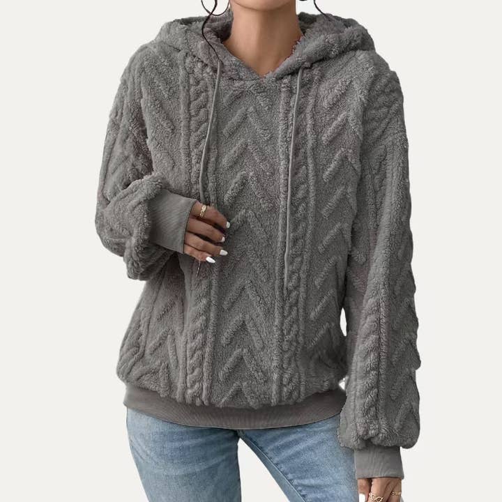 Camisola Comfy Fauffly de manga comprida com capuz de pele sintética por atacado de The Moment Collection