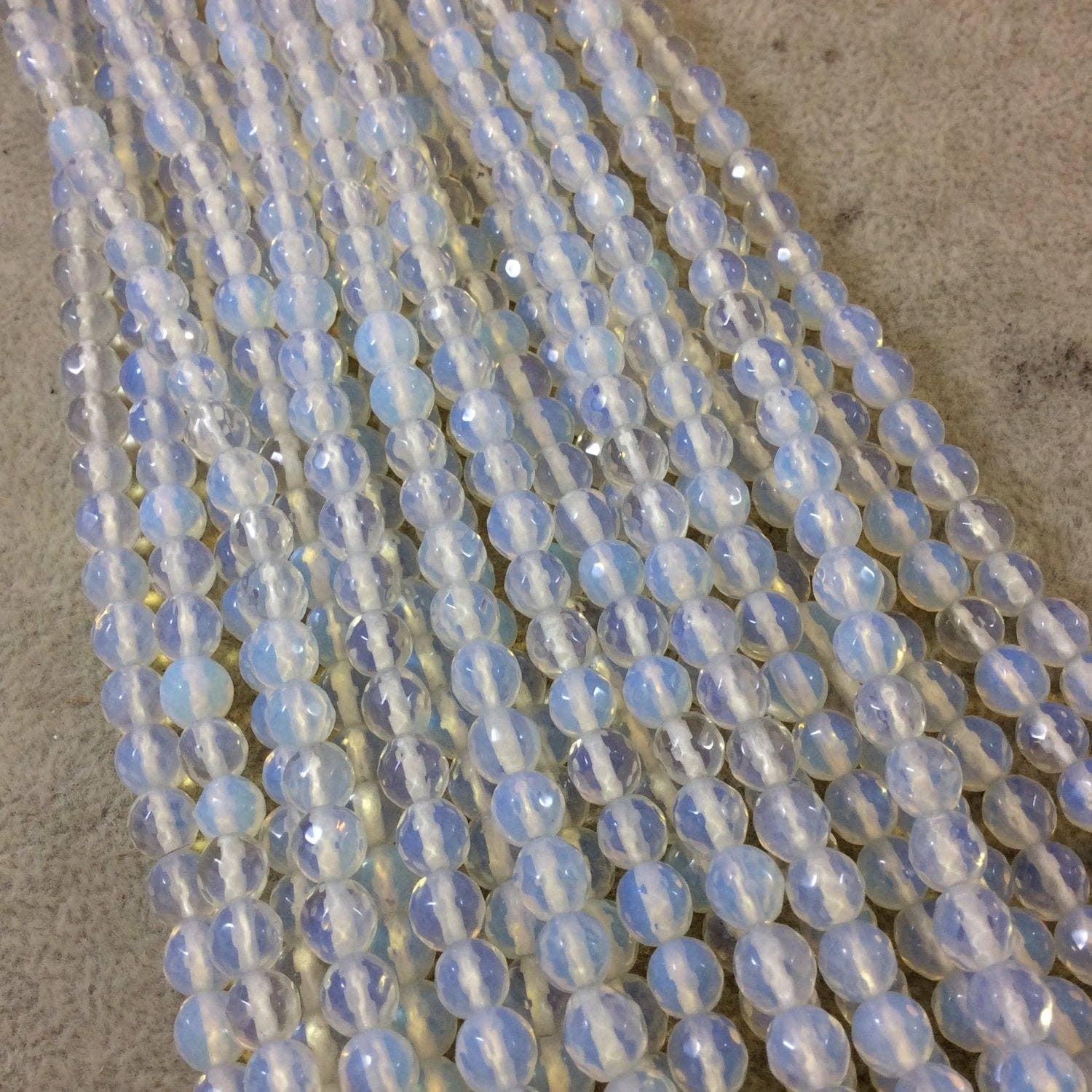 Only Beads - Wholesale Beads - Milky White Opalite Beads – 6mm Faceted Glass Gemstones0