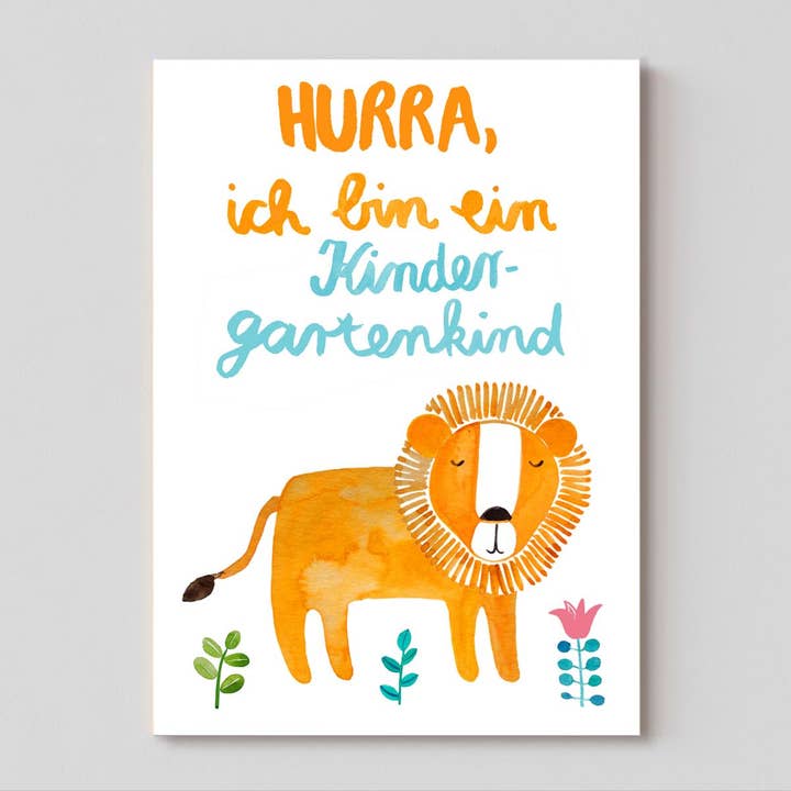 Postcard *Kindergarten Child* with Lion (PU=10) for wholesale by Frau Ottilie