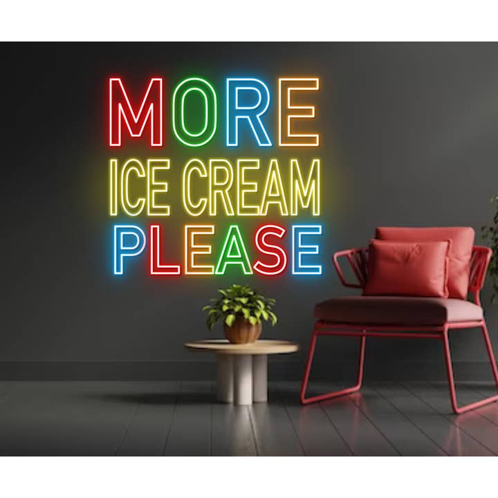 Glow Neon - Wholesale Neon Sign - More Ice Cream Please Neon Sign, Ice Cream parlor Wall Art1