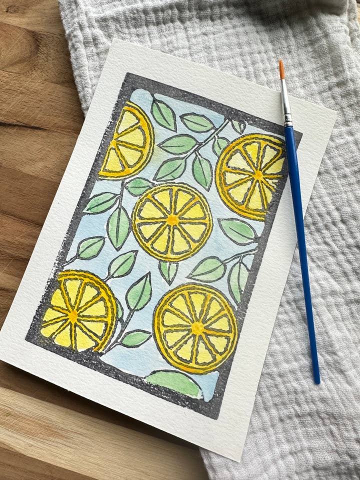 5X7 LEMONS Wasserfarben-Kunstkarten-Set für den Großhandel von Ashes & Arbor
