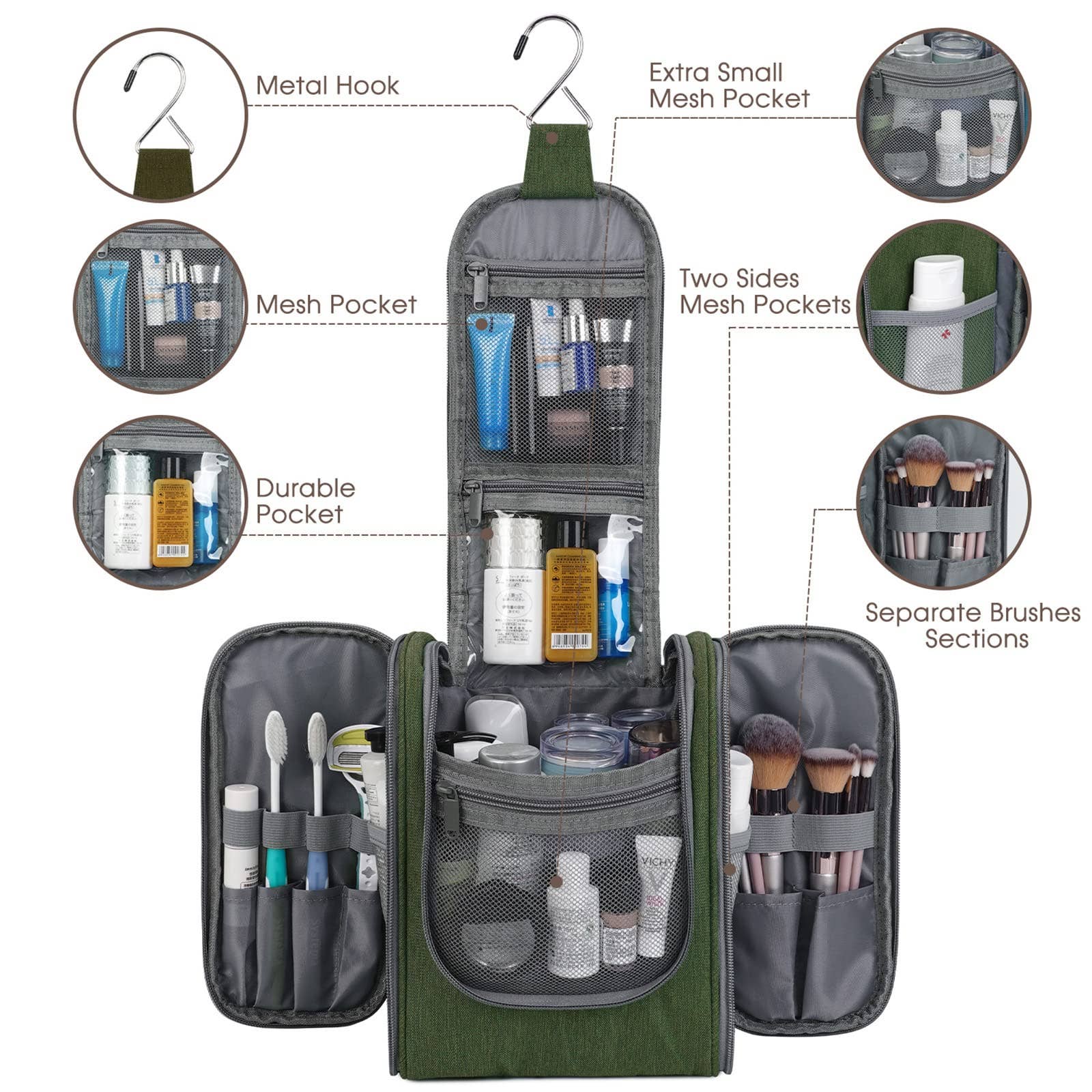 NARWEY INC - Wholesale Toiletry Bag - Women's - Large Hanging Toiletry Bag With Hook Cosmetics Organizer83