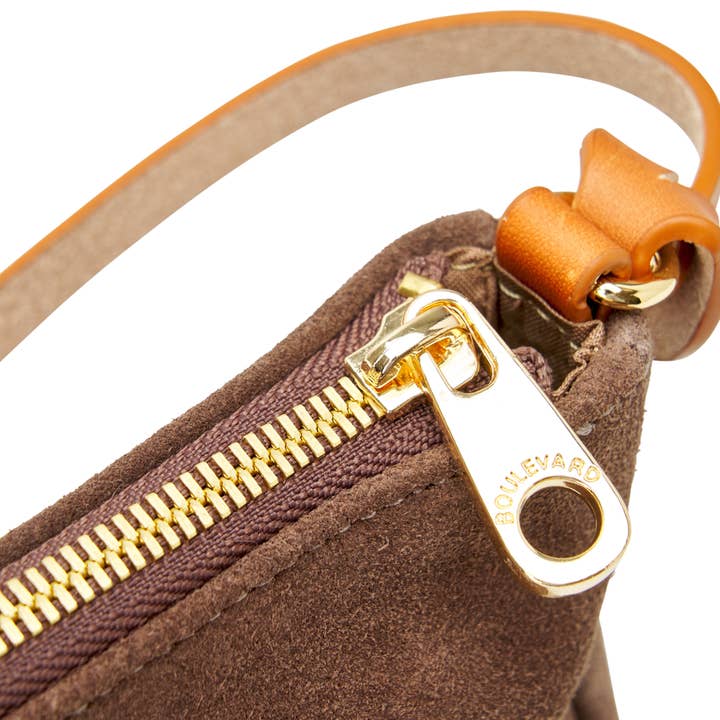 Boulevard - Wholesale Shoulder Bag - Women's - "Colette" Suede Shoulder Bag in Praline2