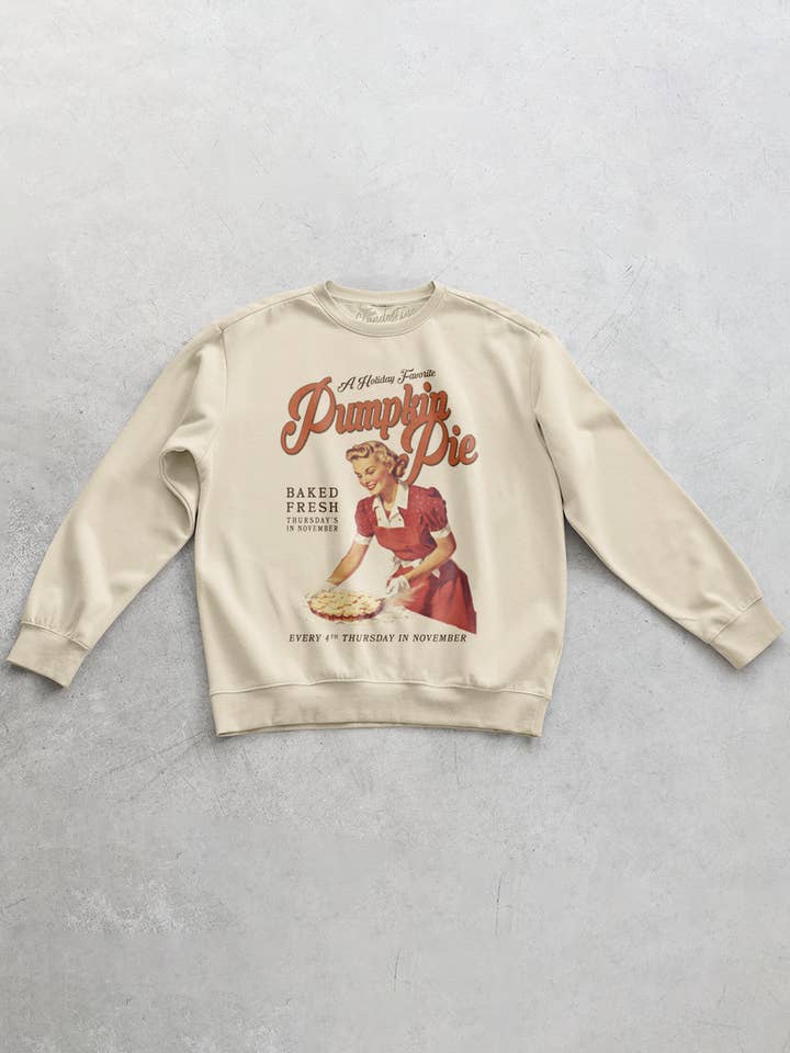 The Clandestine Underground - Wholesale Graphic Sweatshirt - Unisex - Fresh Pumpkin Pie, Thanksgiving Oversized 90's Sweatshirt