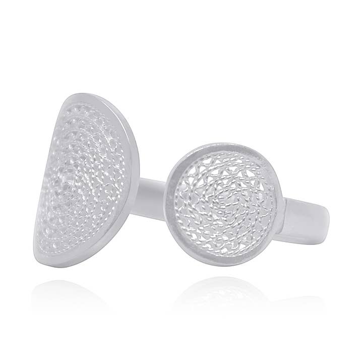 MELI DOUBLE CIRCLE SILVER RING for wholesale by Olmox - Fine Filigree Jewelry