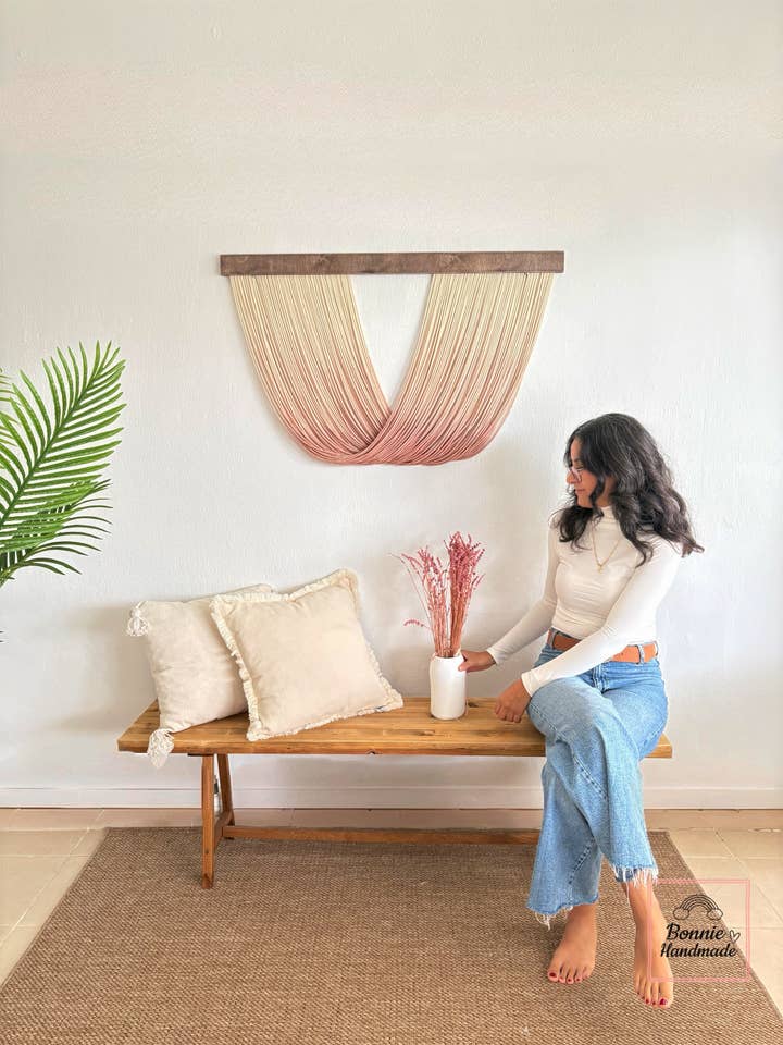 Large Macrame Wall Hanging, Boho Dip Dyeing Tapestry Art for wholesale by Bonnie Handmade