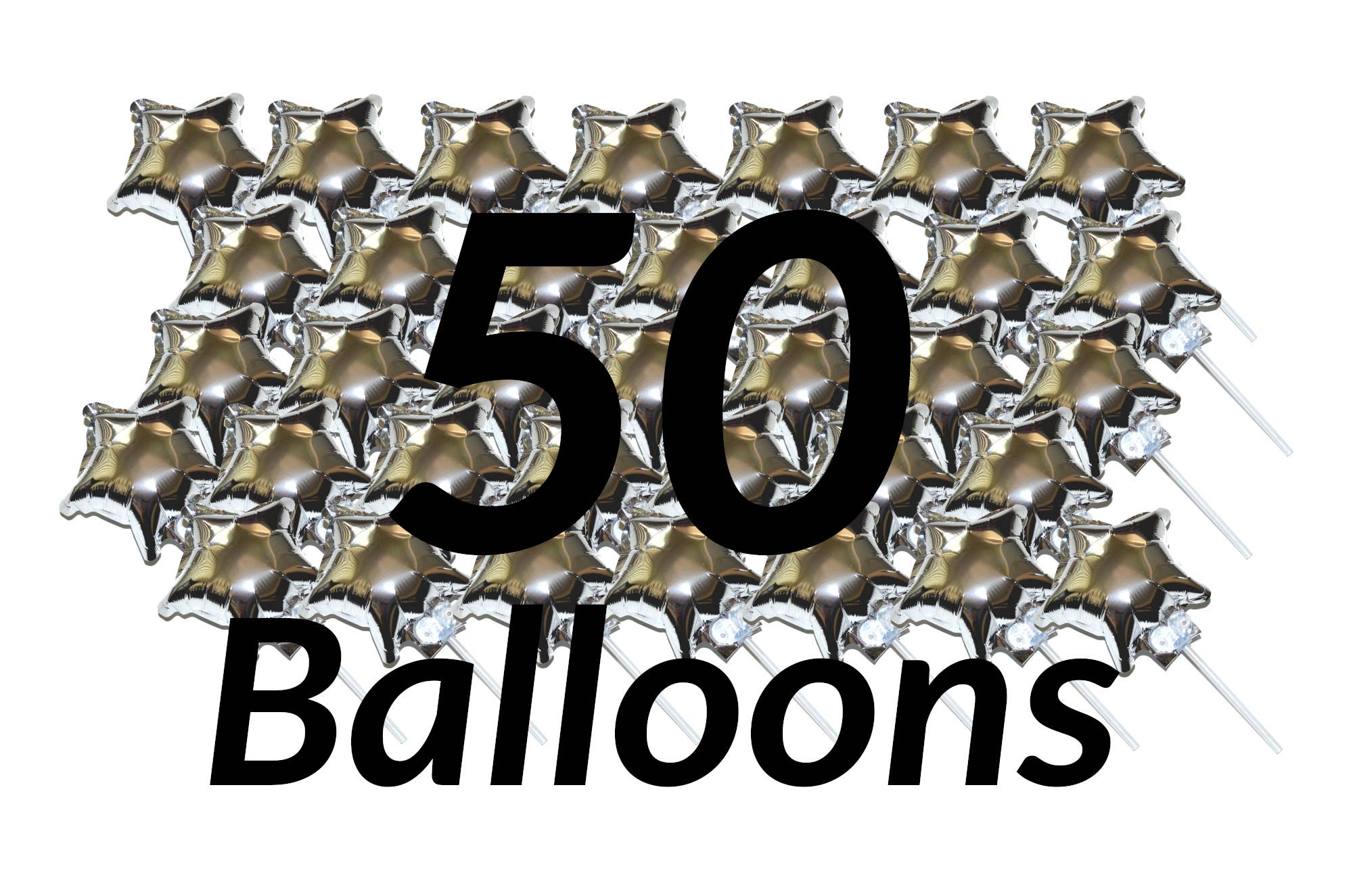 Control Balloon Products - Wholesale Balloon - 5 inch (4" when inflated)  Silver Star Foil Balloon w/sticks2