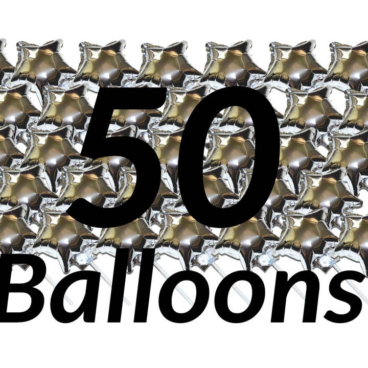 Control Balloon Products - Wholesale Balloon - 5 inch (4" when inflated) Silver Star Foil Balloon w/sticks2