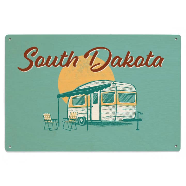 WOOD SIGN ART South Dakota, Vintage Matchbook, Camper for wholesale by Lantern Press
