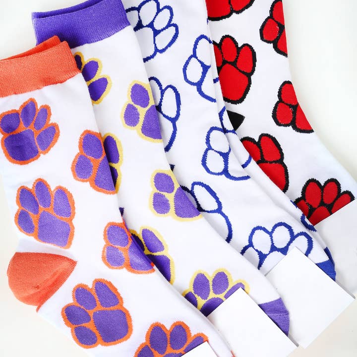 SP Sophia Collection - Wholesale Socks - Women's - Paw Print Cotton Knit Women's Crew Socks
