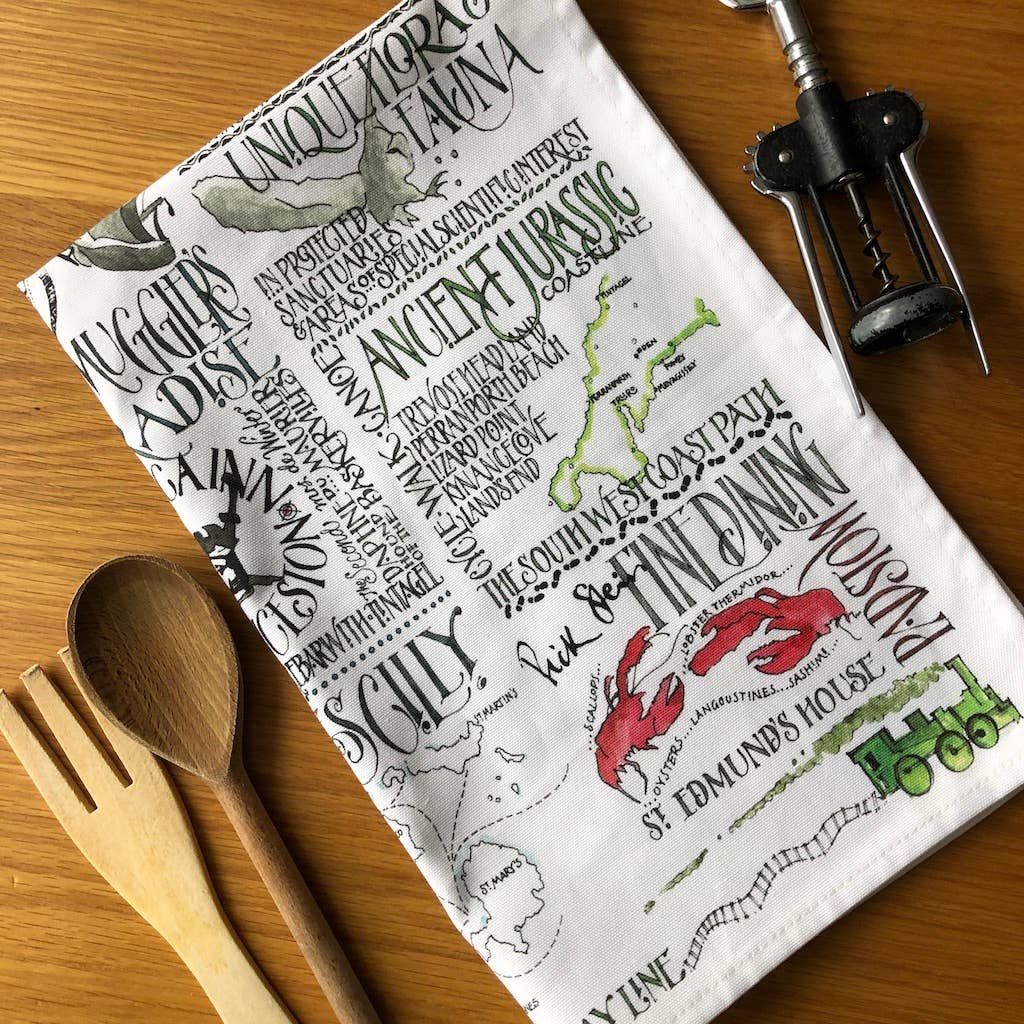 Inklings Art - Wholesale Tea Towel - UK made Cornwall tea towels in 100% cotton10