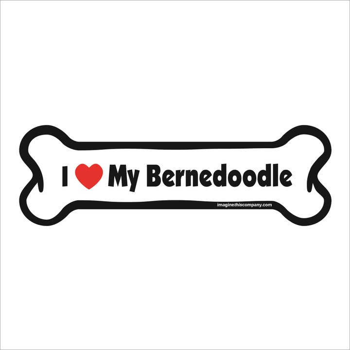 J'aime mon Bernedoodle - Aimant d'os pour voiture pour la vente par Imagine This Company