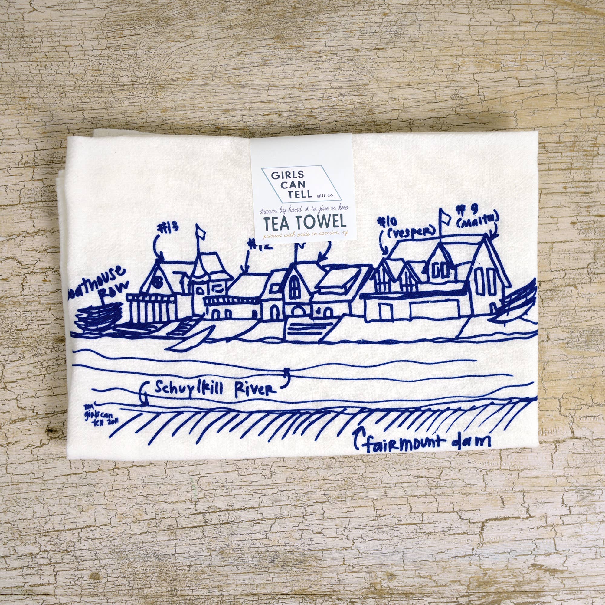 Girls Can Tell - Wholesale Tea Towel - Boathouse Row Tea Towel | kitchen | flour sack | dish towel