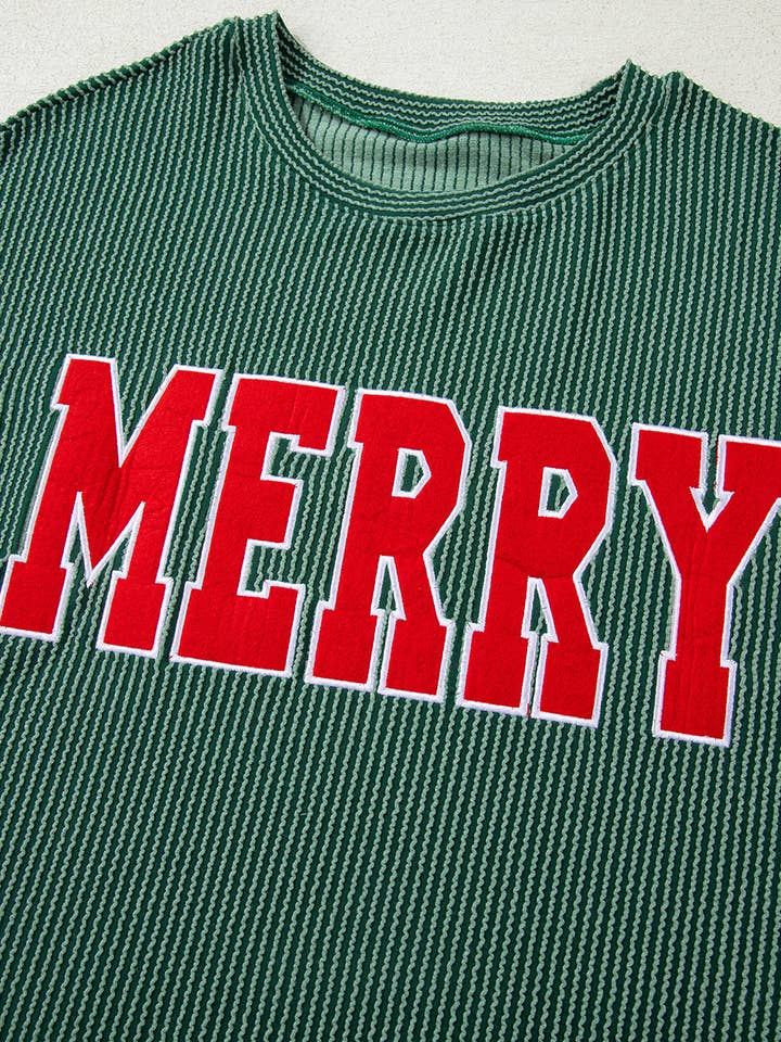 Suhkasana - Wholesale Graphic Sweatshirt - Women's - Corduroy MERRY Letter Christmas Pullover Sweatshirt18