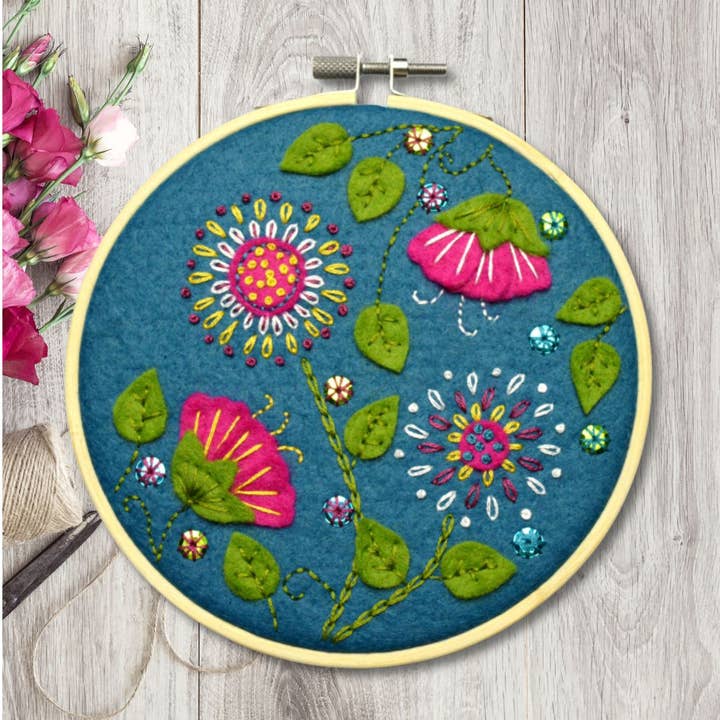 Corinne Lapierre Limited - Wholesale Craft sewing kit - Tropical Flowers Appliqué Hoop Craft Kit2
