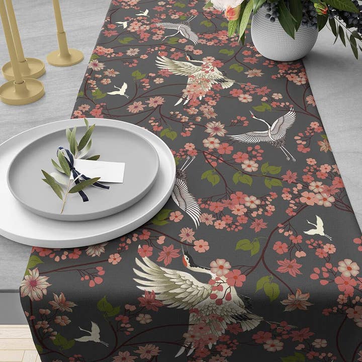 Flight of Cranes 94" x 14" Table and Bed Runner for wholesale by GoGlocal