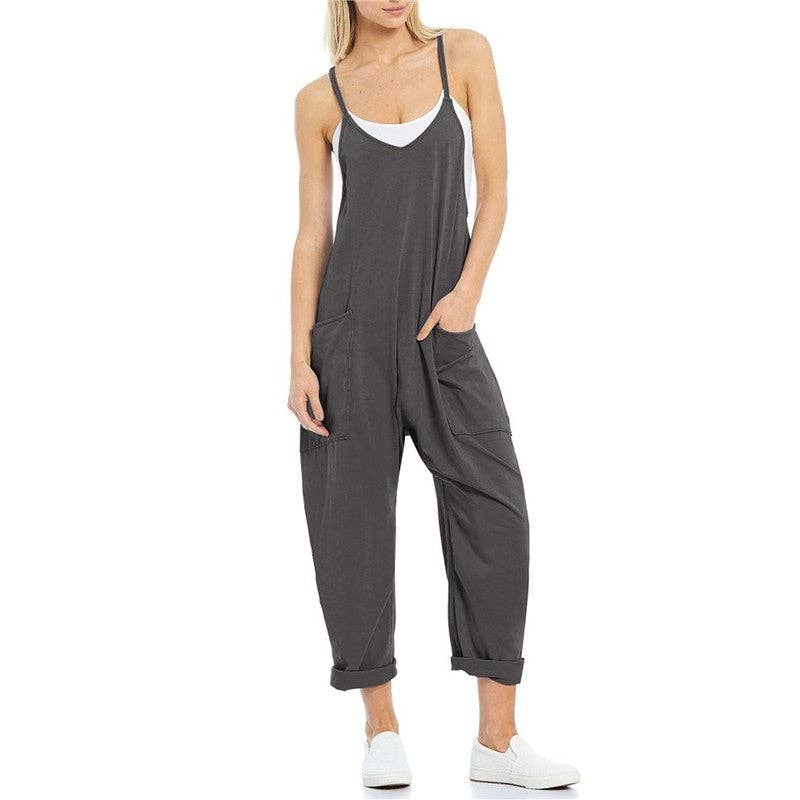 UZ Wholesale Store - Wholesale Overalls - Women's - Casual Solid Color Jumpsuit With Big Pockets5