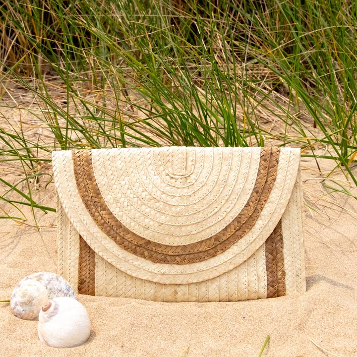 The Winding Road - Wholesale Clutch Bag - Women's - Straw Clutch - Ivory with Natural Trim