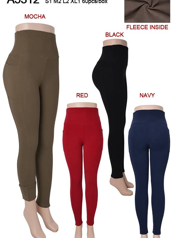 A5312 WINTERLEGGING MET BONTE VOERING EN ZAKKEN GEMENGDE MATEN 12 STUKS voor wholesale door SSImport