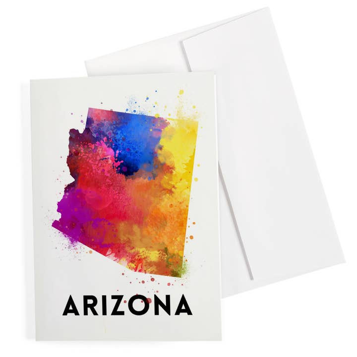 GREETING CARD Arizona, State Watercolor for wholesale by Lantern Press