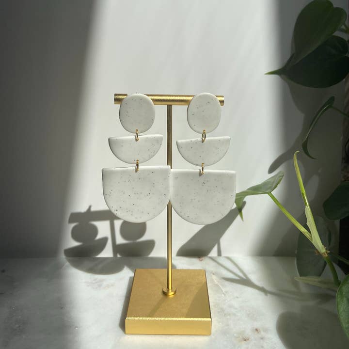 Clay Earrings | Simple Style White & Black for wholesale by Peaceable Element