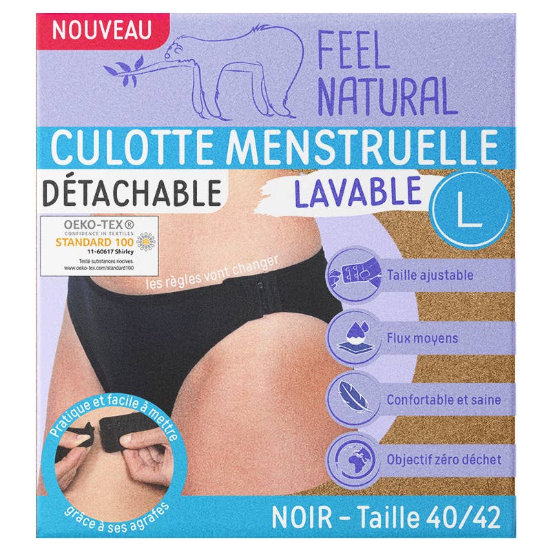 FRENCH TENDANCE - Wholesale Period Underwear - Women's - Detachable washable and reusable menstrual panties BLACK3