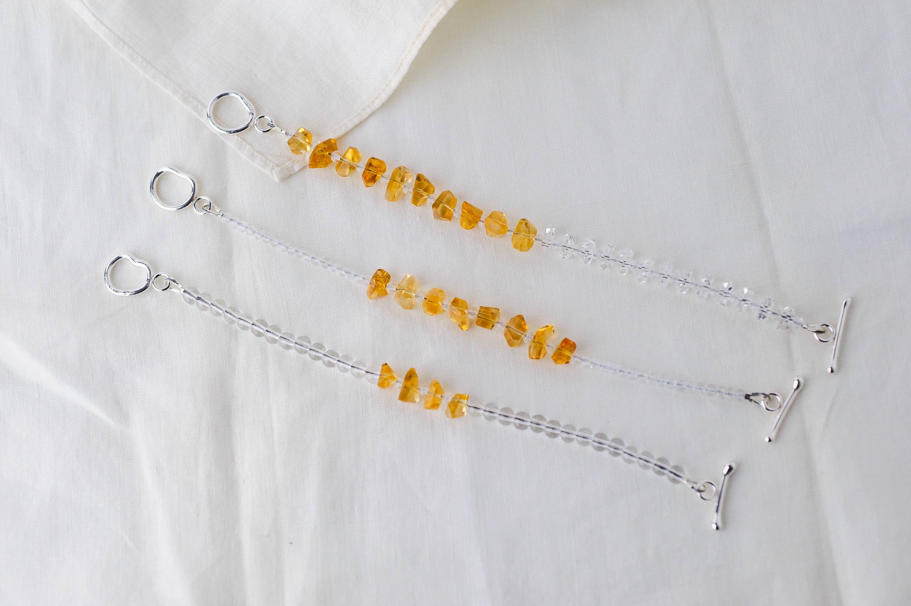 LoveGem Studio LLC - Wholesale Beaded Bracelet - Golden Abundance Bracelet – Premium Grade Citrine & Ice-Clear Quartz with Argentium Silver Toggle6