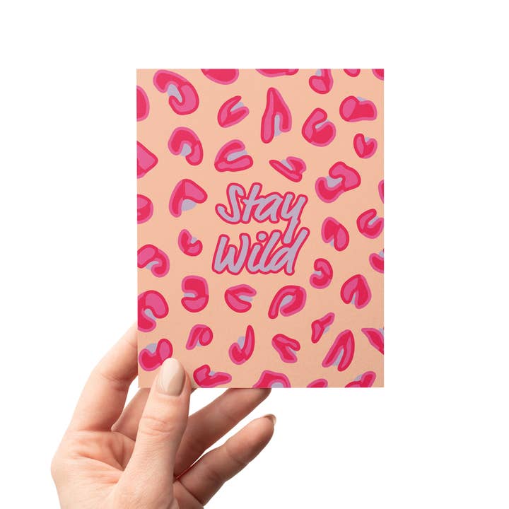 Stanna Vild Rosa & Persikofärgad Leopard Återvunnen Gratulationskort för wholesale av MASU