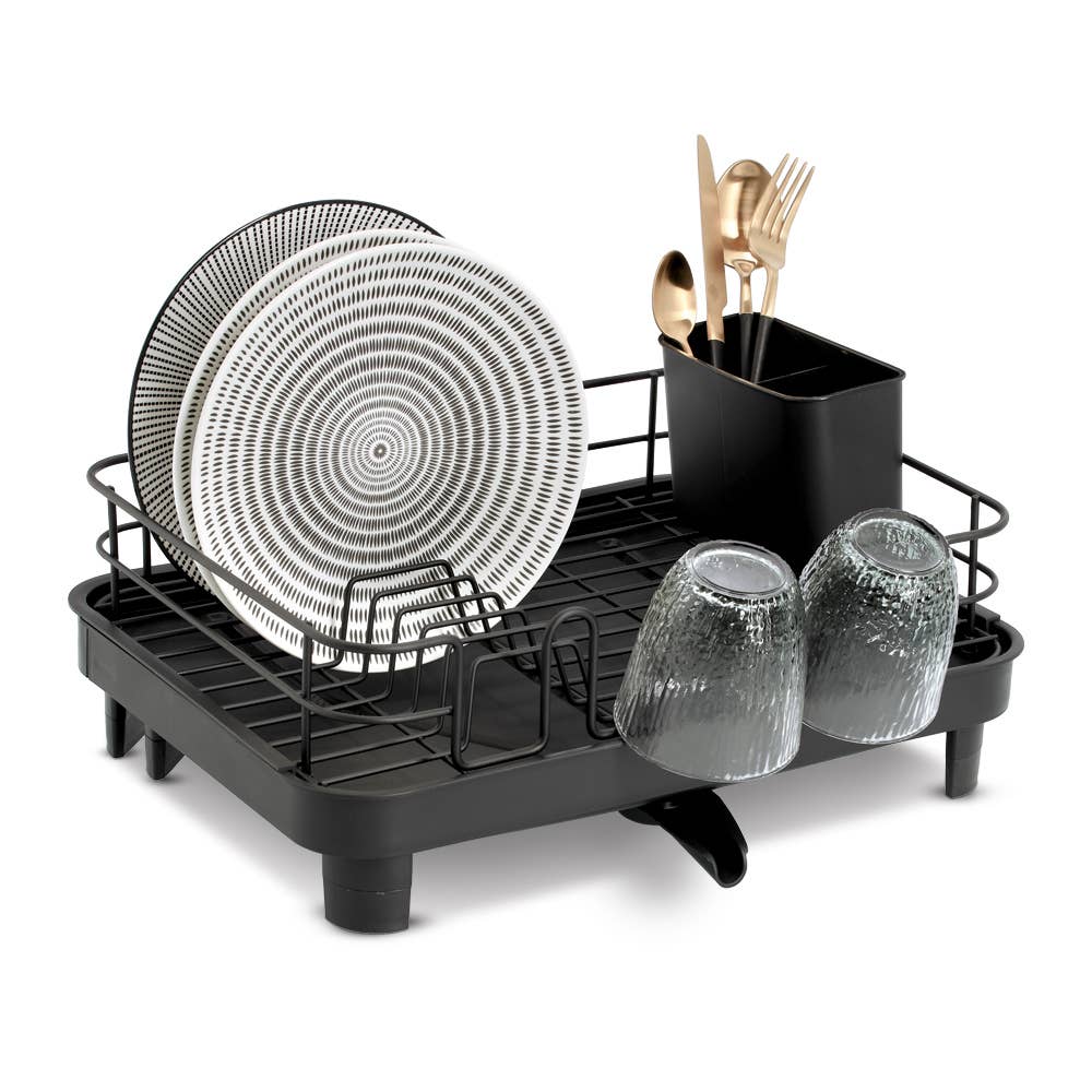 Dish drainer, plastic/metal, black for wholesale on Faire2