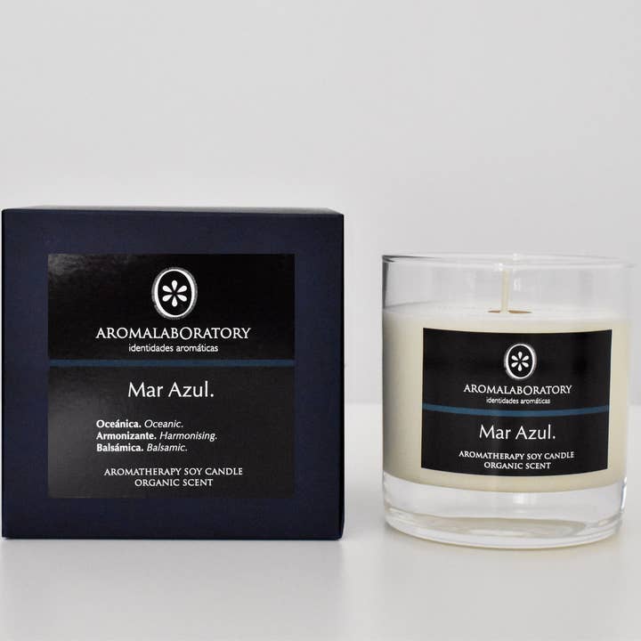 AROMALABORATORY - Wholesale Jar/Filled Candle - MAR AZUL soy candle. Eco-friendly.