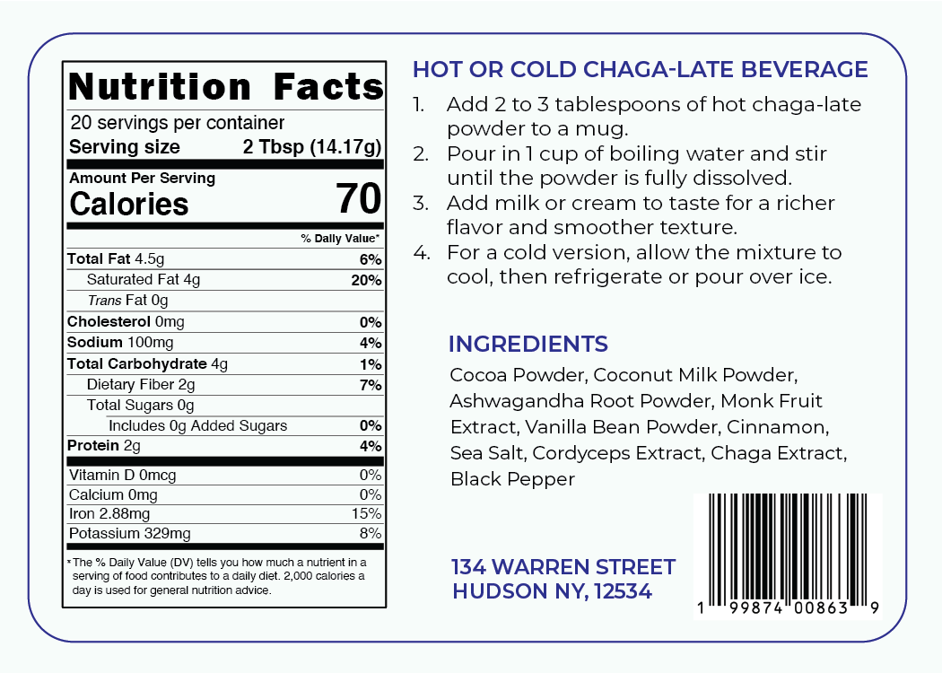 GO Mushrooms - Wholesale Protein/Superfood Powder - HOT CHAGA-LATE 8oz.1