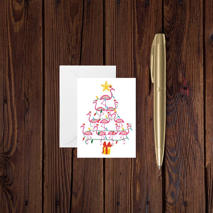 Flamingo Christmas Tree | Enclosure Card for wholesale by Corksee