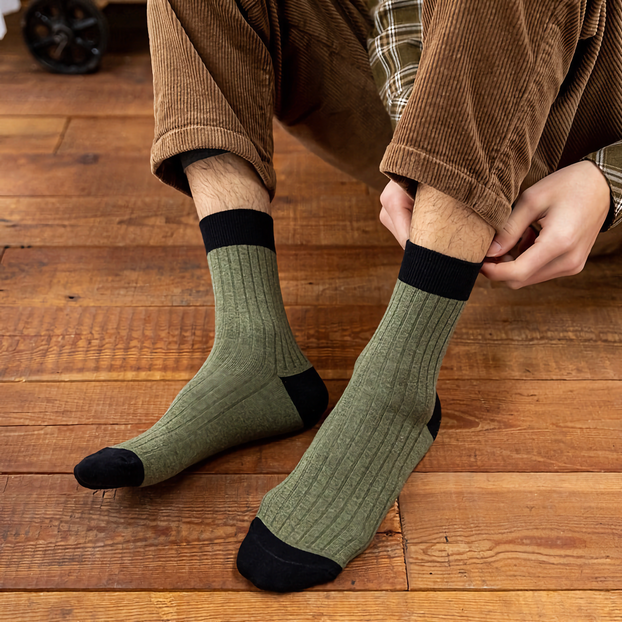 Happy Knits – wholesale Socks – Men's – Men's Color Block Rib Socks - Men's Pure Cotton Socks7