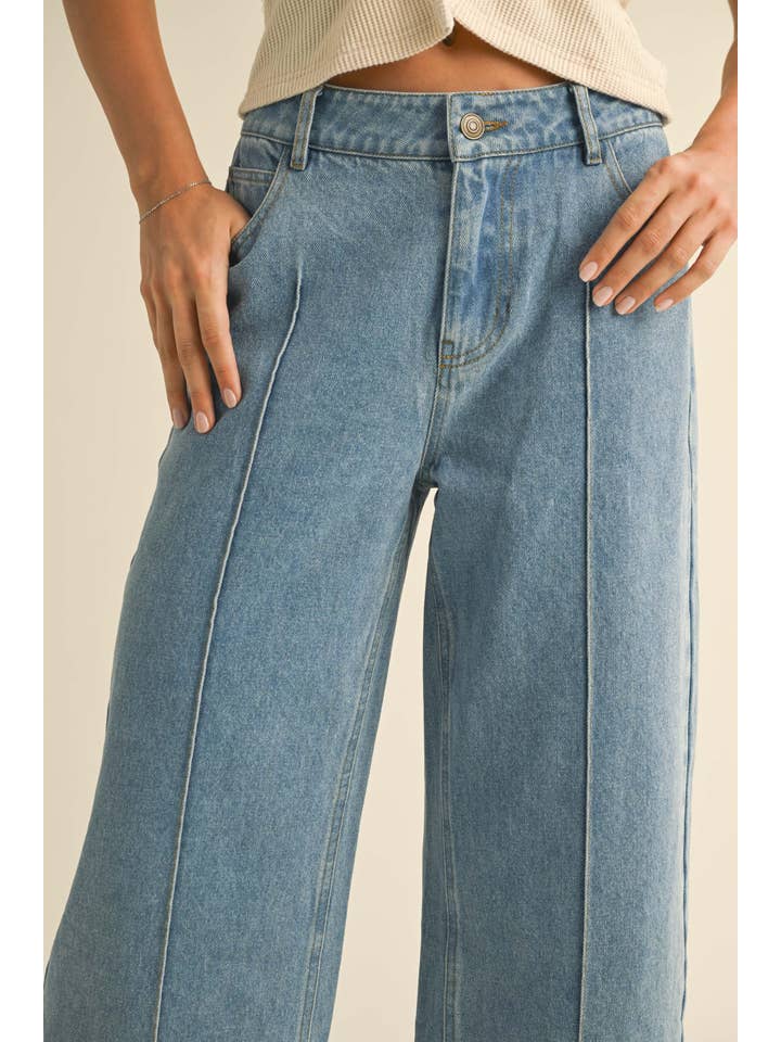 P4564 WIDE HEM DENIM PANTS for wholesale on Faire
