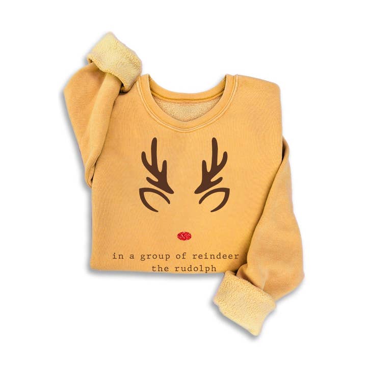 RUDOLPH GLITTER MINERAL SWEATSHIRTS for wholesale by HRTandLUV