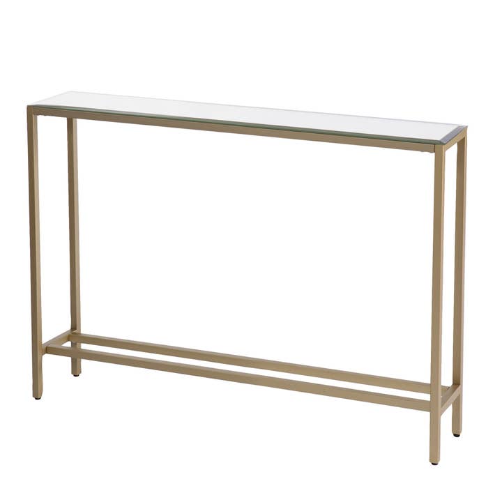 HomeRoots - Wholesale Console Table - 36" Silver and Gold Mirrored Glass Console Table2